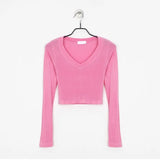 Slim High Quality Plain T Shirt Women Cotton Elastic Summer Female Crop Top Long Sleeve Sexy Thin T-shirt See