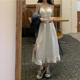 Maxi Dresses Robes For Women Casual 2021 Fairy Clothes Strap Tank White Lace Sundress Party Dress Lolita