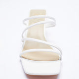ZA Brand 2022 Summer New White One Word With Fashion Square Toe High Heels Sexy Stiletto Muller Sandals And Slippers Women