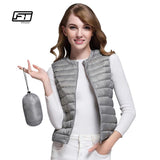 New Women 90% White Duck Down Vest Women Ultra Light Duck Down Vest Jacket Autumn Winter Round Collar Sleeveless