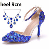 Tuxedo Diamond Wedding Shoes 9 Fine Heel Pointed Sandals Luxury Water Drill Wedding Shoes