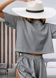 Spring And Summer Knitted Striped Pajamas Loose Short-Sleeved Shorts Set Fashion Outside Wearing Home Clothes
