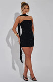 Sequin Tube Bodycon Mini Dress With Sparkle Scarf Collar- Outfit