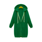 2020 Autumn Winter Long Sleeve Women's Hooded Zipper Cardigan Sweater Casual Straight Solid Pocket Ladies Long