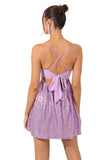 Fashion Sexy Sequined Suspender Bow Dress