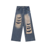 Sense Of Hole In Street Sticker In Summer A Minority Of Jeans Men's Ins Baggy Straight