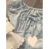 Coquette Elastic Collar Bow Tie Short Sleeve TeeOutfit