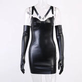 Summer Women's Wear New Dark Style Sexual Leather Skirt With Chest Suspenders And Tight Dress Suit