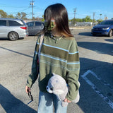 Patchwork Striped Knit SweaterOutfit