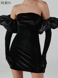 Autumn Fashion Elegant Strapless Mini Dresses With Gloves For Women Senior Party Vacation French Romantics Bodycon