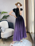 Gradient Pleated Long Skirt- Outfit