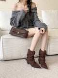 Metal Buckle Coarse And Pointed Velvet Short