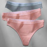 3PCS/Set M-XL Women's Thong Cotton Female Underpants Letter Waist Underwear Sexy Women's Panties Lingerie Thongs
