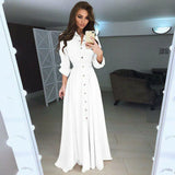 Shirt Button Down Dress Womens Long Sleeve Formal Long Maxi Evening Party Tunic
