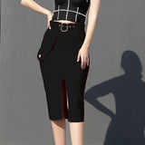Bodycon Women's High Waist Bandage Skirt 2021 New Knee Length Midi Pencil Office Party Club Elegant Skirts
