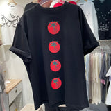 Summer Y2k Aesthetic Loose Tees Kawaii Cute Tomato Print T-shirts Short Sleeve O Neck Fashion All Match Tops
