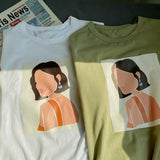 Women T-shirts Character Printing Tops Tees Summer Tops Short sleeve 95% cotton