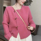 Chinese Style Lazy Wind Button Sweater Sweater Girl 2024 Spring New Korean Sweater