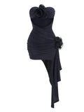 High-End Women's Sexy Hollow Bra Dress Temperament Flower Decoration Irregular Dress Dress Dress Dress Dress Dress