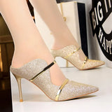 Shoes Sexy Women Heels 2020 New Sequin Cloth Woman Pumps High Heels Party Shoes Women Sandals Slippers Stiletto 9