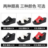 Heel Sandals And Slippers For Women In 2023, The New Summer Muffin Thick-Soled Waterproof Platform Wears Fashionable Red