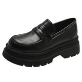 Zingj Retro Small Leather Shoes Female 2024 Spring Autumn New Thick Thick Heel Loafers French Jk Single Shoes- Outfit