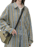 Zingj And Long Sunscreen Striped Shirt Female Summer Hong Kong Flavor Retro Chic Niche Unique Chic Top Thin