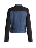 2025 New Fashion Retro Jacket Jacket Design Sense Color Splicing Long Sleeve Short Denim Jacket