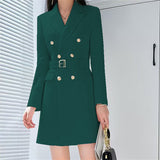 Korean Version Of The Suit Jacket Women's Long Spring And Autumn Wind Coat Women's New Double Row Buckle Long Suit Suit