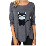 Women Casual Long Sleeve O Neck Button Irregular T Shirt Spring Vintage Loose Shirt Oversize 2XL Tee Shirt Oversized Tops