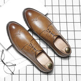 Zingj Men's Casual Shoes Lacing Block Business Shoes 37 Fashion Tide Shoes