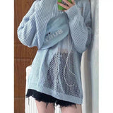 Knitted Sweater Women Spring Summer Simple Casual Hole Loose Drop Feeling Thin Line Knitted Sweater Niche Top