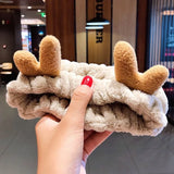 Face Hair Holder Hairbands Soft Warm Coral Fleece Bow Animal Ears Headband For Women Girls Turban Fashion Hair