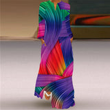 Long V-neck Printing Sleeve Pocket Printed Loose