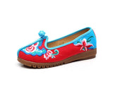 Zingj Shoes, Beef Tendon Bottom Embroidered Cloth Shoes Spring And Autumn Big Head Shoes Mother Shoes A Word With Women's Single