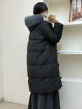 High Sense Fox Big Hair Collar Down Jacket Female 2024 Winter Thick Length Of The Square Button Warm Bestie Coat Tide-Outfit