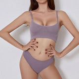 Seamless Tanks Tops Bras Set Female Underwear Wireless Bra Crop Top Women Low Waist Underpants Soft Bralette