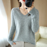 Zingj Out Makes Bottom Unlined Upper Garment Female Autumn Dong New Style Sweater Inside Jacket Long Sleeve Sets Foreign Style Slim V Gets Sweater Female-Outfit
