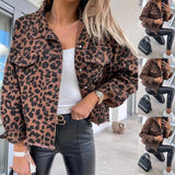 Zingj Women's New 2024 Autumn / Winter Leopard Print Denim Jacket
