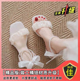 Evening Wind Niche Pearl High-Heeled Sandals Women's Summer 2025 New Middle And Fairy Wind Super Hot