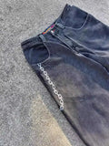 Jeans Vintage Hip-Hop Baggy Jeans Menswear Gothic Trousers With High Waist And Wide Legs 211-0-Outfit
