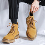 Zingj Men's Outdoor Travel Boots Yellow Platform Boots