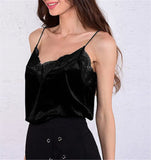Fashion Women's Summer Lace Vest Top Sleeveless Velvet Tank Strappy Grace Summer Tops Wear Sexy Clothes For