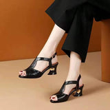 Zingj New Fish Mouth Breathable Hollow Thick With Korean Version Of A Word Button Mother Sandals- Outfit