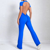 Zingj Back Short Sleeve Nude Yoga Suit Wearing A Fitness Horn Tisuit-Outfit