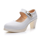Wedding Dress Shoes With Thick Heels Model Cheongsam Show Waterproof Platform Thick Soles Single Shoes Catwalk One-Word Buckle Small Size High Heels