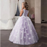 Dress Embroidery Lace Flower Bridesmaid Dress Princess Dress Party Long Gown Xmas Pageant Party First Communion