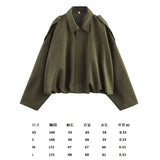Velvet Loose Spring Girl Casual Blouse Zipper Fashion Bomber Jacket 2025 Bat Sleeve
