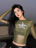 Star Print Long Sleeve Crop TopOutfit
