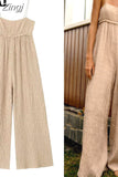 Textured Long Jumpsuits Woman 2023 Summer Wide Leg Jumpsuit For Women Backless Baggy Jumpsuit Woman Sexy Women's